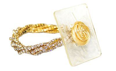 Crystal Twist Stretch Wristlet - Gold