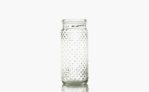 9in Tall Hobnail Jar Clear Glass Vase