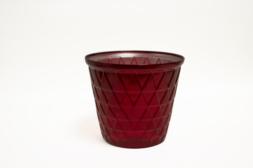 6in Wide Holiday Luxe Tin Pot Cover - Red