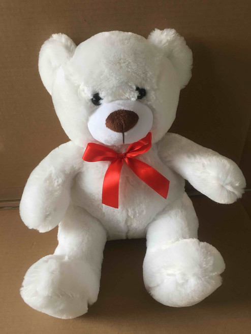 17in Tall Jeffrey Bear with Red Ribbon Bow Plush