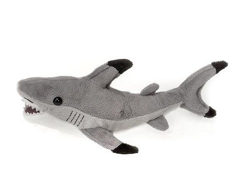 9in Tall Gray Shark Plush with Picture