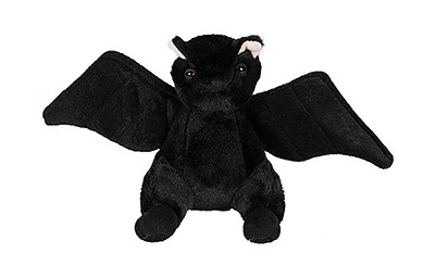 7in Standing Black Bat Plush with Velvet Wings
