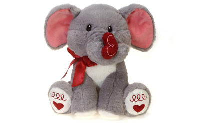 10.5in Valentine Elephant Plush Holding Heart