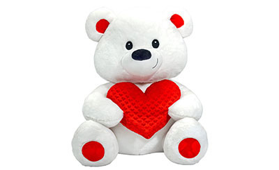 25in Sitting Bear Plush Holding Red Heart