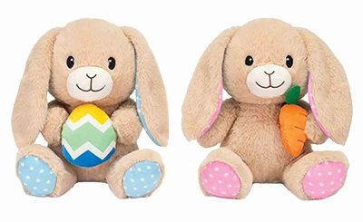9in Tall Sitting Polka Dot Paw Bunny Plush with Carrot or Egg (Assorted)