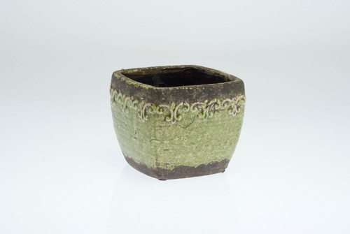 5in Tall Distressed Sage Ceramic Pot (Assorted)