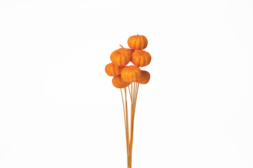 2.2in Wide Fall Pumpkin Picks - Glitter Orange (Pack of 8)