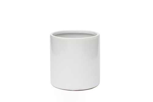 4.25in Cylinder Ceramic Pot - Shiny White