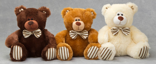 9in Tall Aldo Bears with Striped Feet and Bow Ties Plush (Assorted)