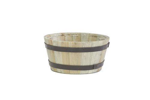 8in Wide Whiskey Barrel Wood Planter - Greywash