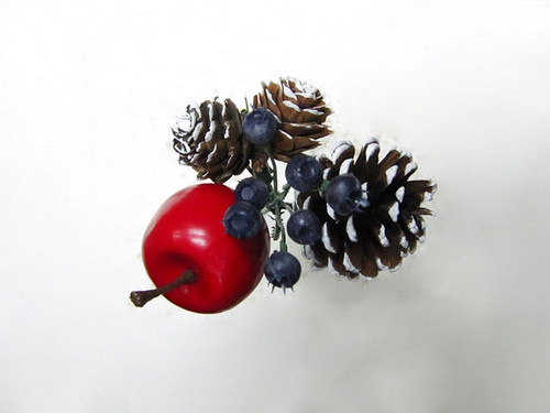 7in Pine Cones Wreath Pick with Apples & Blueberries (12pk)