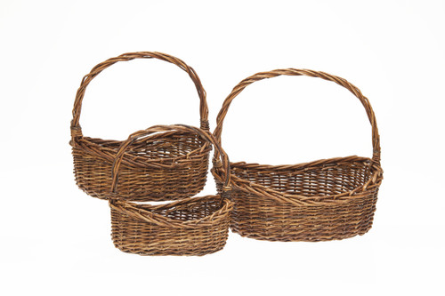 15in Long Rustic Willow Oval Baskets (Set of 3)