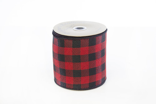 #100 Buffalo Plaid Xmas Ribbon - Wired Edge (10yd)
