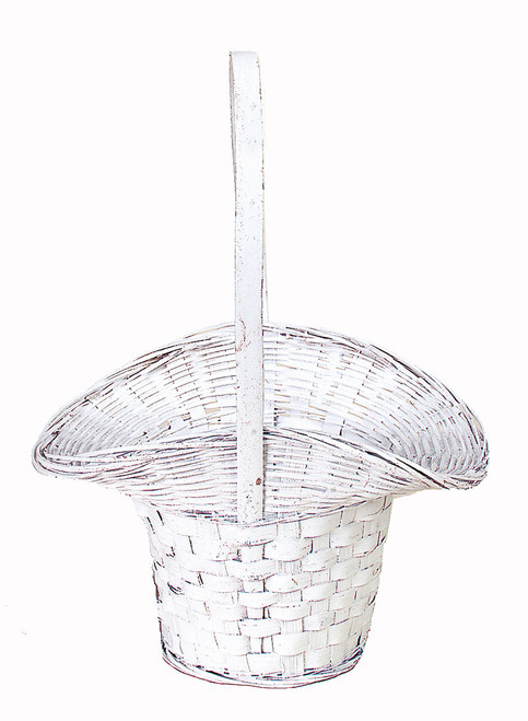 9.5in Long Bamboo Princess Basket with Handle - White