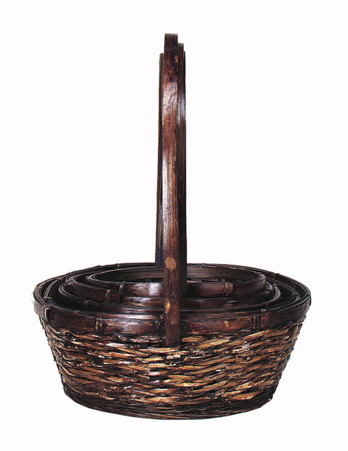 6.5-10.5in Long Woodchip Baskets - Dark Stain (Set of 5)