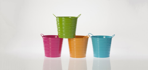 7.25in Wide Ribbed Tin Pot Cover with Handle - Bright (Assorted)