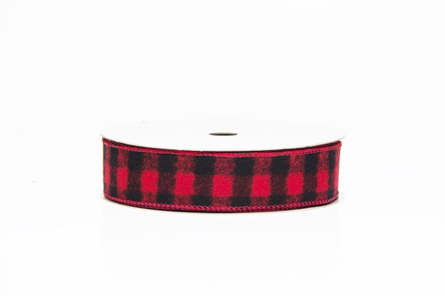 #9 Buffalo Plaid Xmas Ribbon - Wired Edge (20yd)