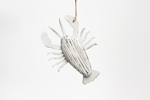7.5in Wood Lobster Ornament with Hanger - White Wash