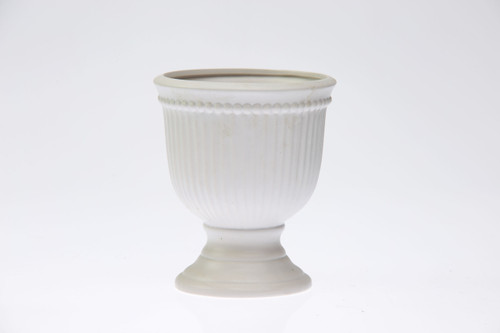 8.4in Tall Classic Ribbed Pedestal Ceramic Urn