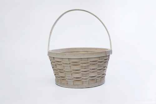 10in Wide Woodchip Basket with Moveable Handle - Whitewash