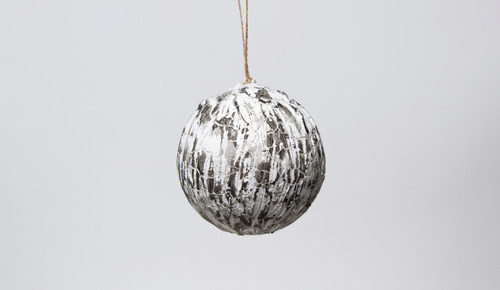 90mm Birch Bark Ball Ornament with Hanger