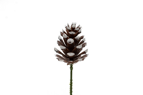 7in Long Faux Pine Cone Pick - White Tip (12pk)