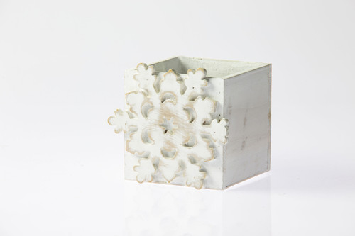 5in Snowflake Cutout Wood Planter Box