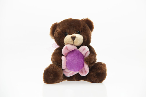 6in Tall Bears with Flowers Plush  Vase Hugging (Assorted)