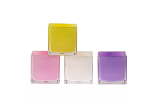4in Cube Glass Vases - Creamsicle (Assorted)