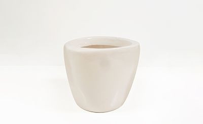 6in Wide Diva Ceramic Pot - White