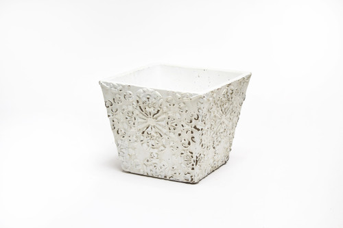 5.5in Montauk Square Ceramic Pot - Distressed White