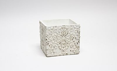 5in Montauk Cube Ceramic Pot - Distressed White