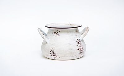 4.5in Wide Distressed Metal Pot with Side Handles