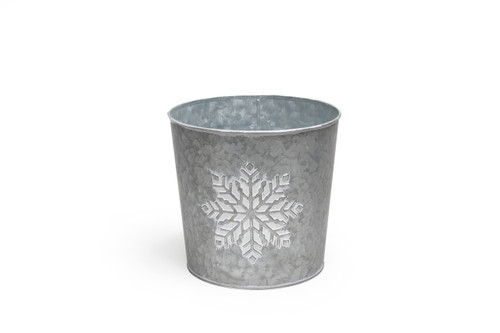 8.7in Wide Snowflake Galvanized Tin Pot Cover
