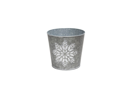 7in Wide Snowflake Galvanized Tin Pot Cover