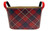 10.5in Long Paperboard Tub with Handles - Red & Black Plaid