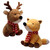 10in Tall Fox and Moose Plush with Red Ribbon (Assorted)