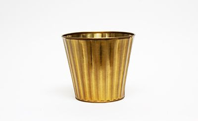 7.5in Tall Crinkle Tin Pot Cover - Gold