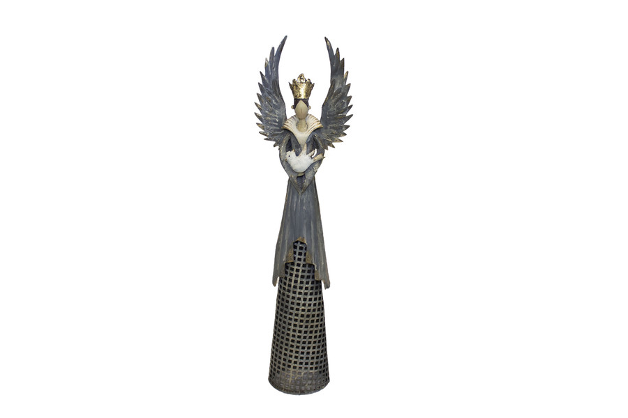 27.5in Tall Queen Alexandra Metal Standing Angel - Patina Finish