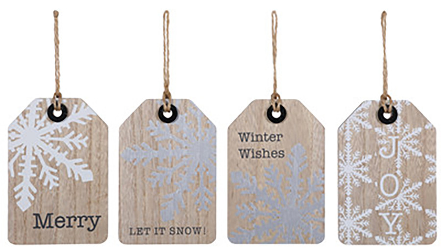 6in Wooden Snowflake Tag Ornament (Assorted)
