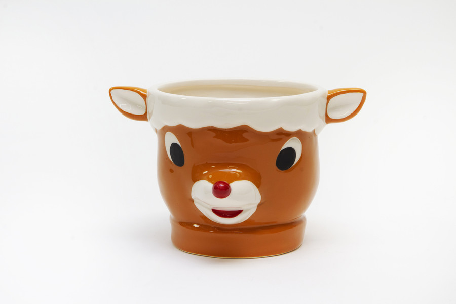 6.5in Wide "Rudolph" Reindeer Ceramic Pot