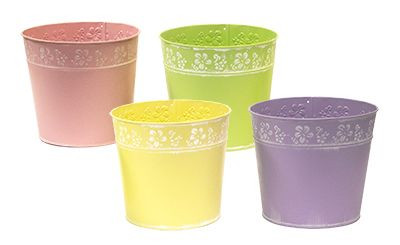 7.5in Wide Jasmine Tin Pot Cover - Pastel (Assorted)