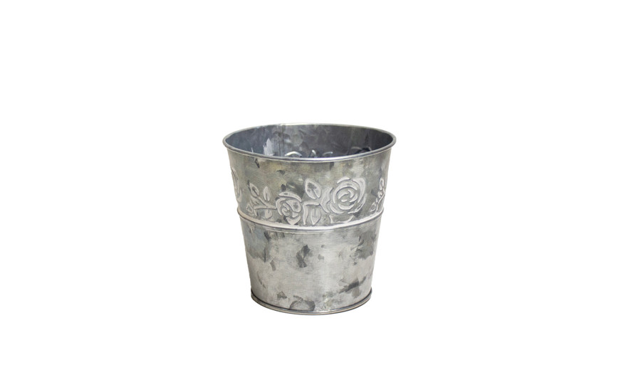5in Wide Rosa Galvanized Tin Pot Cover - Whitewash