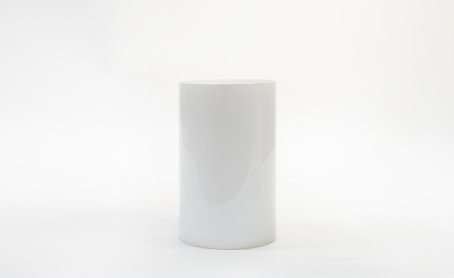 8in Tall Cylinder Glass Vase - White