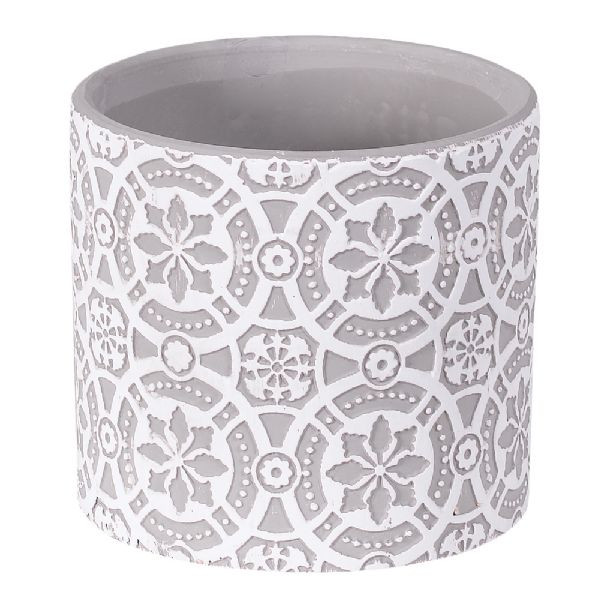4.75in Embossed Mandala Ceramic Pot - Licorice