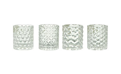 3.1in Wide Clear Crystal Glass Votive (Set of 4)