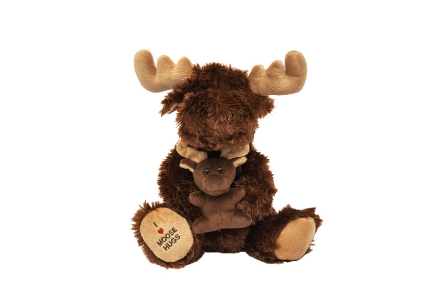 8in Tall Sitting Moose with Baby Plush