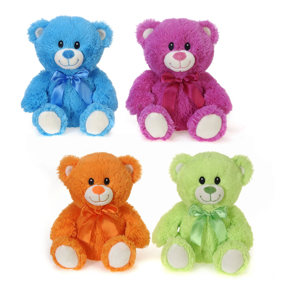 8in Tall Bright Color Sitting Bears Plush (Assorted)
