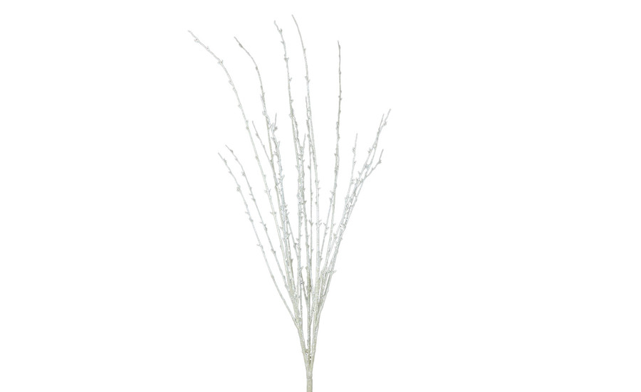 37in Glitter Frosted Twig Bush x6 - White