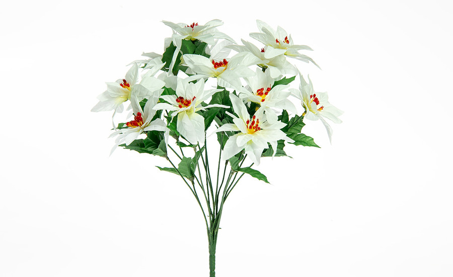 39in Poinsettia Bush x14 - White